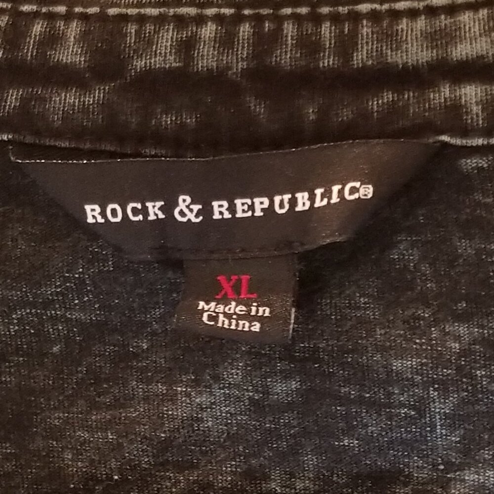Rock Republic Women's Shirt Denim Look Open Back Rock Republic 1X - Picture 2 of 4